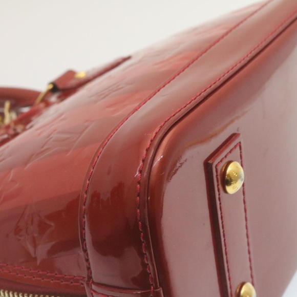 LOUIS VUITTON Vernis Rayures Alma BB Hand Bag Red LV Auth tp198 - Picture 14 of 16